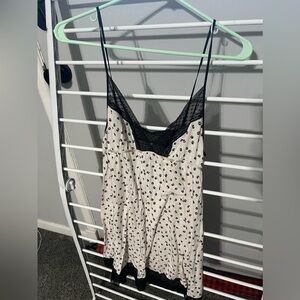 Victoria's Secret Black and Cream Polka Dot Chemise
